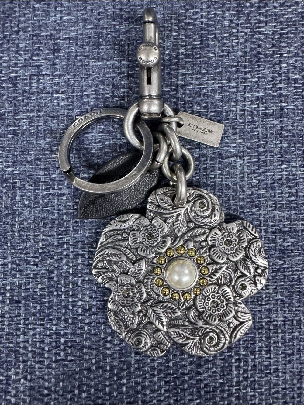 Coach Tooled Tea Rose Bag Charm
